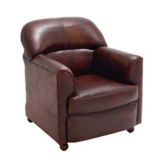 Woodland Imports The Wood Leather Arm Chair 80878 / 80879 Color Reddish Brown
