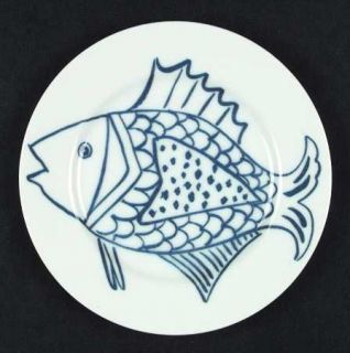 Fitz & Floyd Les Fish Blue Salad Plate, Fine China Dinnerware   4 Different Blue