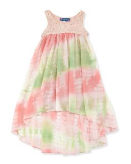 Sequin Yoke High Low Dress, Pink/Multi, 7 10
