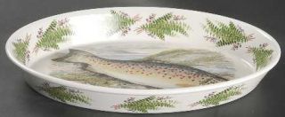 Portmeirion Compleat Angler Fern 14 Oval Baker, Fine China Dinnerware   White,