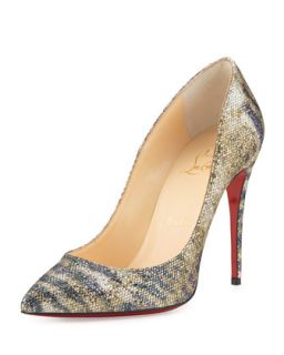 Pigalle Glitter Red Sole Pump, Gold/Platine   Christian Louboutin