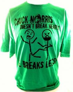 Chuck Norris Mens T Shirt   Doesn't Break Hearts, He Breaks Legs Clothing