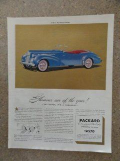 1940 Packard Convertible Victoria, Vintage 40's full page print ad (blue car/custom super 8 one eighty/victoria) Original vintage 1940 Collier's Magazine Print Art.  