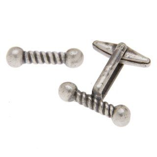 Antique Silver Handlebar Cufflinks Topped on Either End with Solid Metal Balls in Jewelry