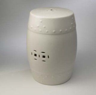 Ceramic Drum Table White   End Tables