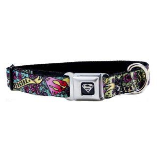 Buckle Down Supergirl Seat Belt Buckle Dog Collar 1" x 15 26" Large WSG001 L  Pet Collars 