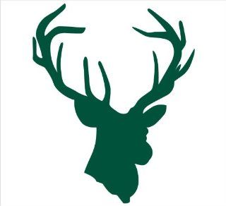 Deer Head Antlers Hunting Decal Sticker Laptop, Notebook, Window, Car, Bumper, EtcStickers 4.5"x5.5"in. in GREEN Exterior Window Sticker with  