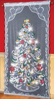 Collections Etc   Lighted Christmas Tree Curtain Panel By Collections Etc   Window Treatment Curtains