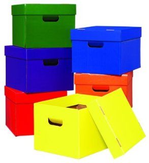 Tote/stow Boxes One Each Of Green   Lidded Home Storage Bins