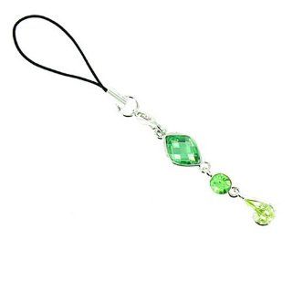 Green on Silver Plated 3D Effect Mobile Phone Charm Jewelry
