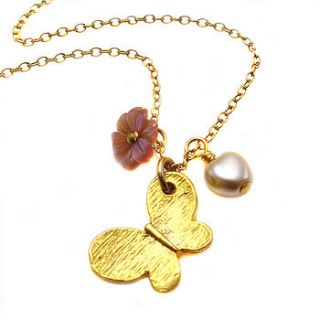 antique gold butterfly necklace by eve&fox