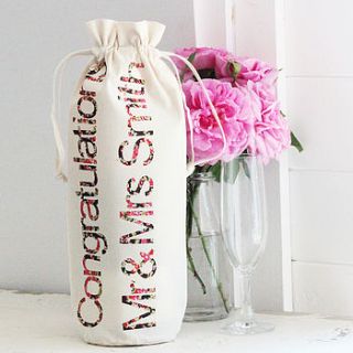 personalised champagne bottle bag by what katie did next
