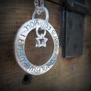 personalised lucky star message ring necklace by twisted typist