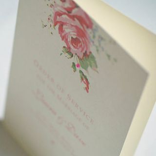 english rose design wedding order of service by beautiful day