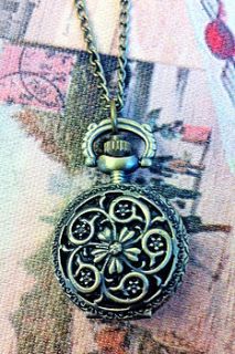 swirly floral pocket watch necklace by sugar + style