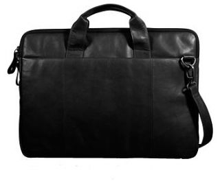 women's black slim leather laptop bag by teals