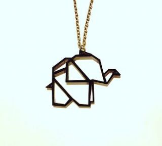 origami elephant pendant necklace by ( q u i e t l y   c r e a t i v e )