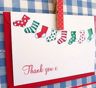 10 christmas stocking thank you cards by little cherub design