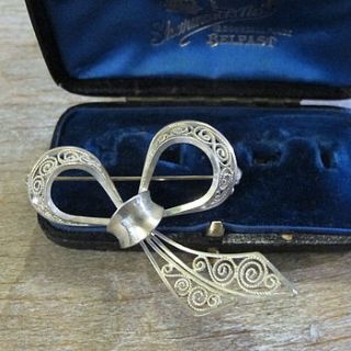 vintage norwegian silver bow brooch by ava mae designs