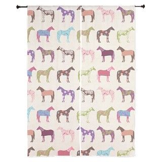 Colorful Horse Pattern Curtains by paintingpony