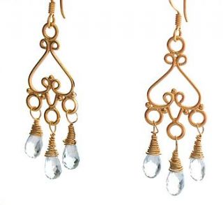 blue topaz gold chandelier earrings by prisha jewels