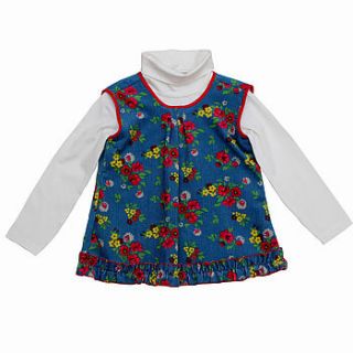floral corduroy baby pinafore dress by vittoria bello for kids