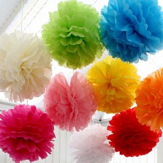 pack of four decorative tissue paper pom poms by light a lantern