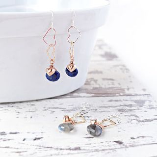 mixed colour hearts with gemstone earrings by norigeh