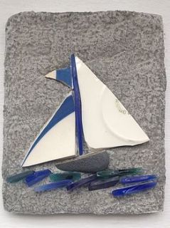 pointed sail of cornishware by wendy wilbraham