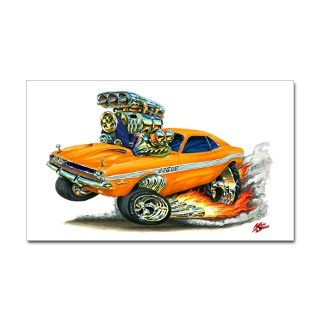 Dodge Challenger Orange Car Rectangle Decal by MaddDoggsMopars