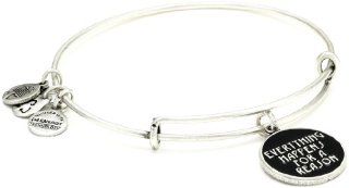 Alex and Ani Words are Powerful "Everything Happens For A Reason" Rafaelian Silver Finish Bangle Bracelet Jewelry