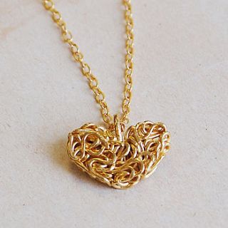 golden mesh heart necklace by otis jaxon silver and gold jewellery