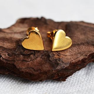 gold heart stud earrings by lily charmed