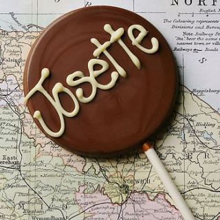 personalised handmade chocolate lolly by the chocolate deli