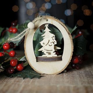 3d wooden cut out tree decorations by the orchard