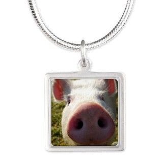Pig Nose Silver Square Necklace by petdrawings