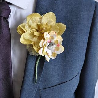 barley paper flower buttonhole by paper posies