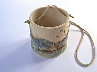 landscape inspired stoneware hanging pot by little brick house ceramics