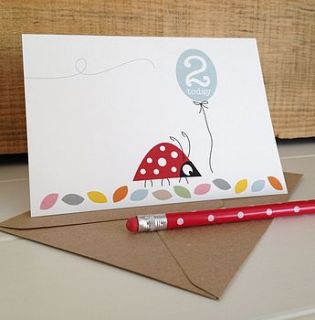 ladybird second birthday card by halfpinthome