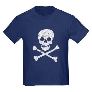Skull & Crossbones (White) Kids Navy T Shirt by simpleadventure