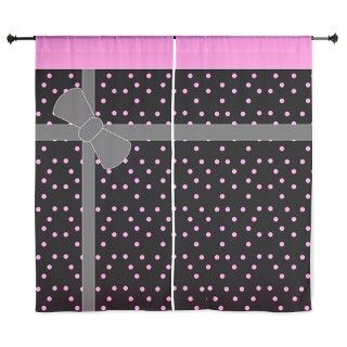 Pink Polka Dots Gift box design Curtains by MyPlaceDesigns