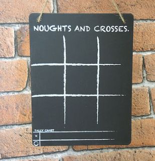 noughts and crosses chalk board game by alphabet interiors