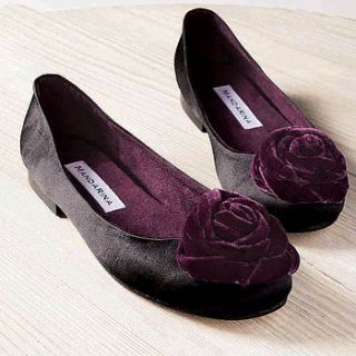 black satin rosette pumps by mandarina shoes