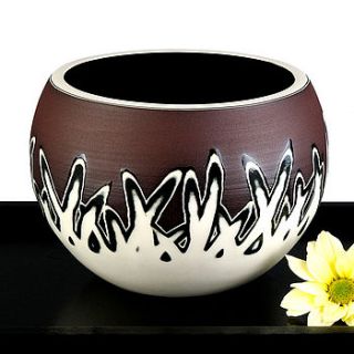 handmade ceramic scratch design bowl/vase by rowena gilbert contemporary ceramics