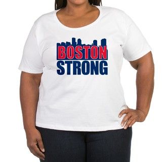 Boston Strong Red Blue Plus Size T Shirt by rowdytease