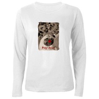 Womens Long Sleeve Holiday Pug T Shirt by thepugbug