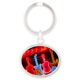 Illuminated guitars on Beale Street Oval Keychain by ADMIN_CP_GETTY35497297