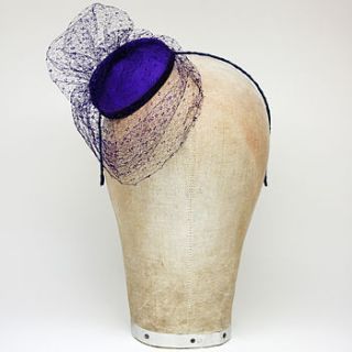 vera purple pleated felt with antique veiling by lizzie lock millinery