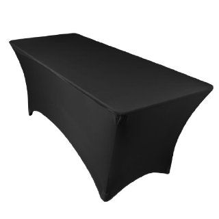 LinenTablecloth 6 ft. Rectangular Stretch Tablecloth Black   Spandex Table Cover