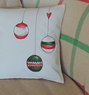 christmas bauble cushion by designer j